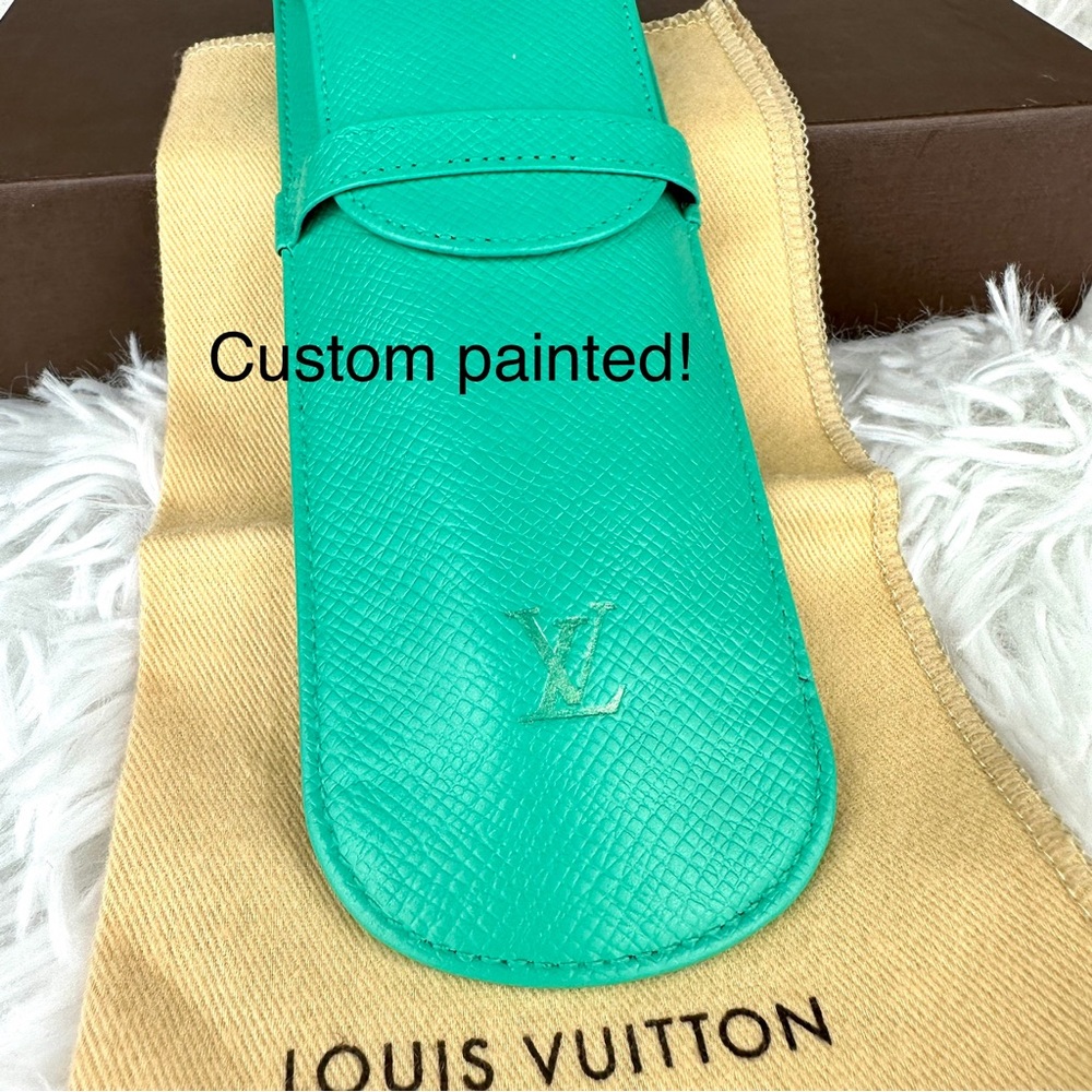 Louis Vuitton Taiga Leather custom painted ink pen or pencil case pouch - Picture 2 of 11